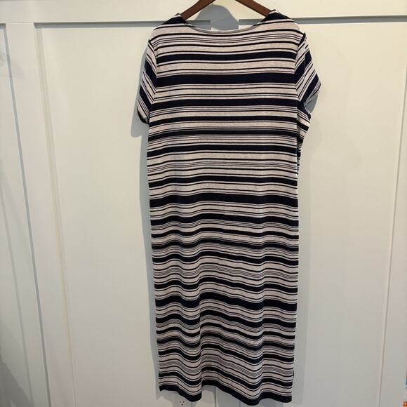 Zenergy Chico’s Maxi Dress Women XL (3) Blue White Stripe Nautical Sailor Cruise - Picture 9 of 15